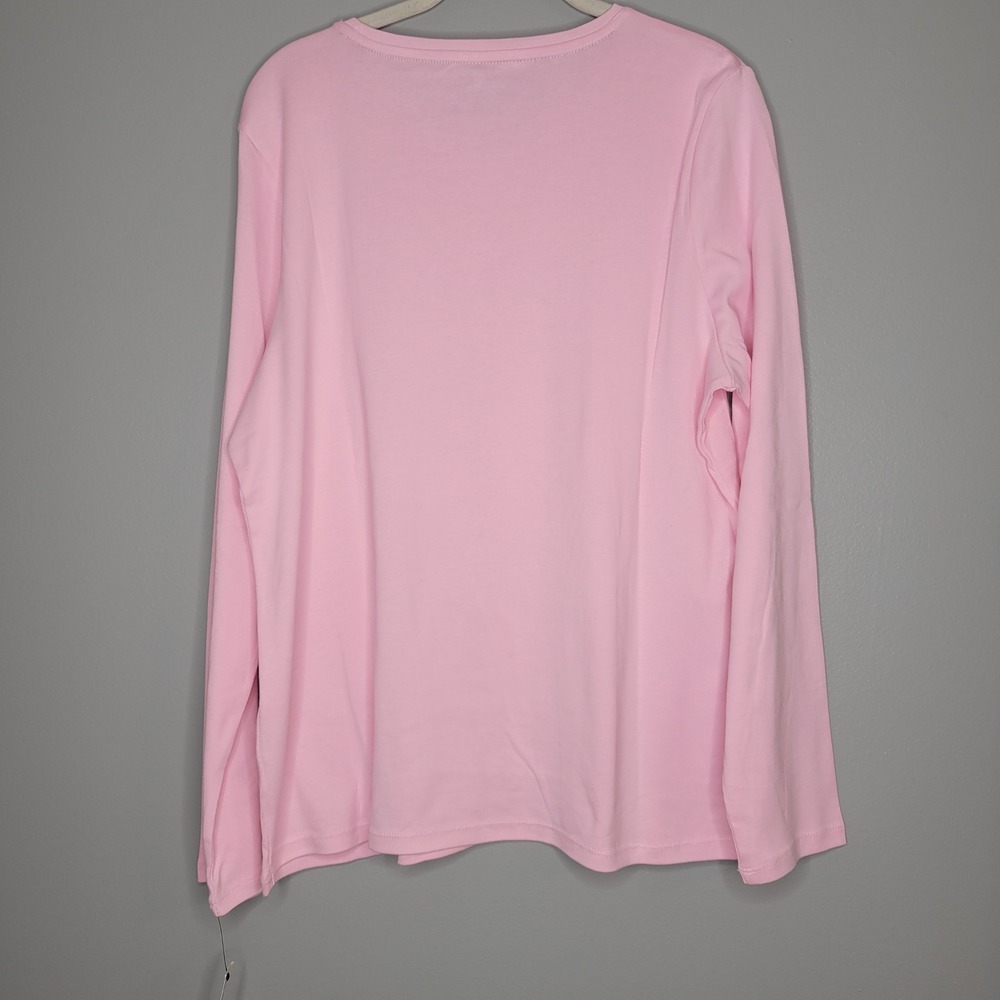 Talbots Tee Shirt Womens Size XL Baby Pink 100% Pima Cotton L/S Crew Neck‎ Top - Picture 4 of 9